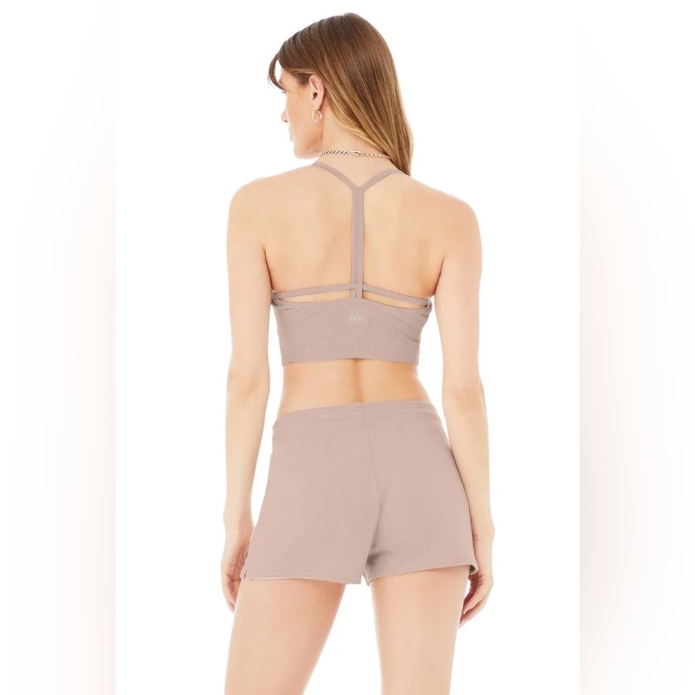 Alo Yoga Alosoft Ribbed Crop Calm Tank - Dusty Pink M
